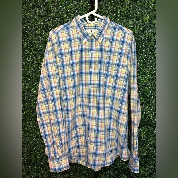 southern pines Other - Men’s Southern Pines Long Sleeve Yellow and Blue Plaid Dress Shirt